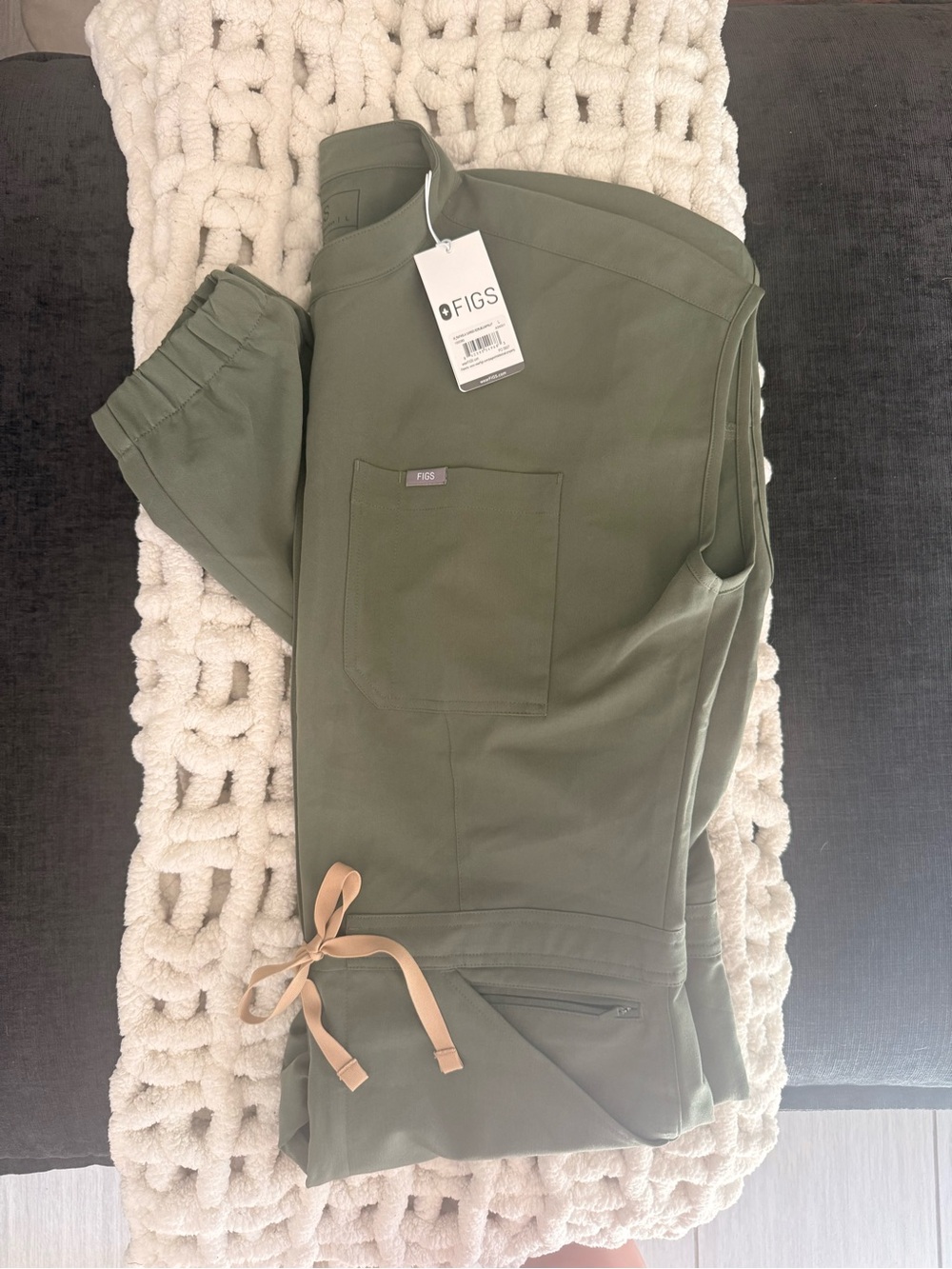 Figs Moss Green jogger jumpsuit NWT